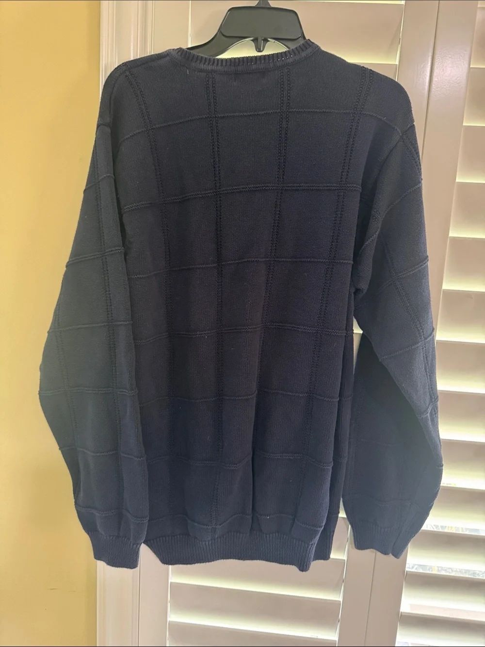 Izod Men's Navy Crewneck Sweater - Textured Grid Knit